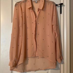 Sheer peach rhinestone blouse